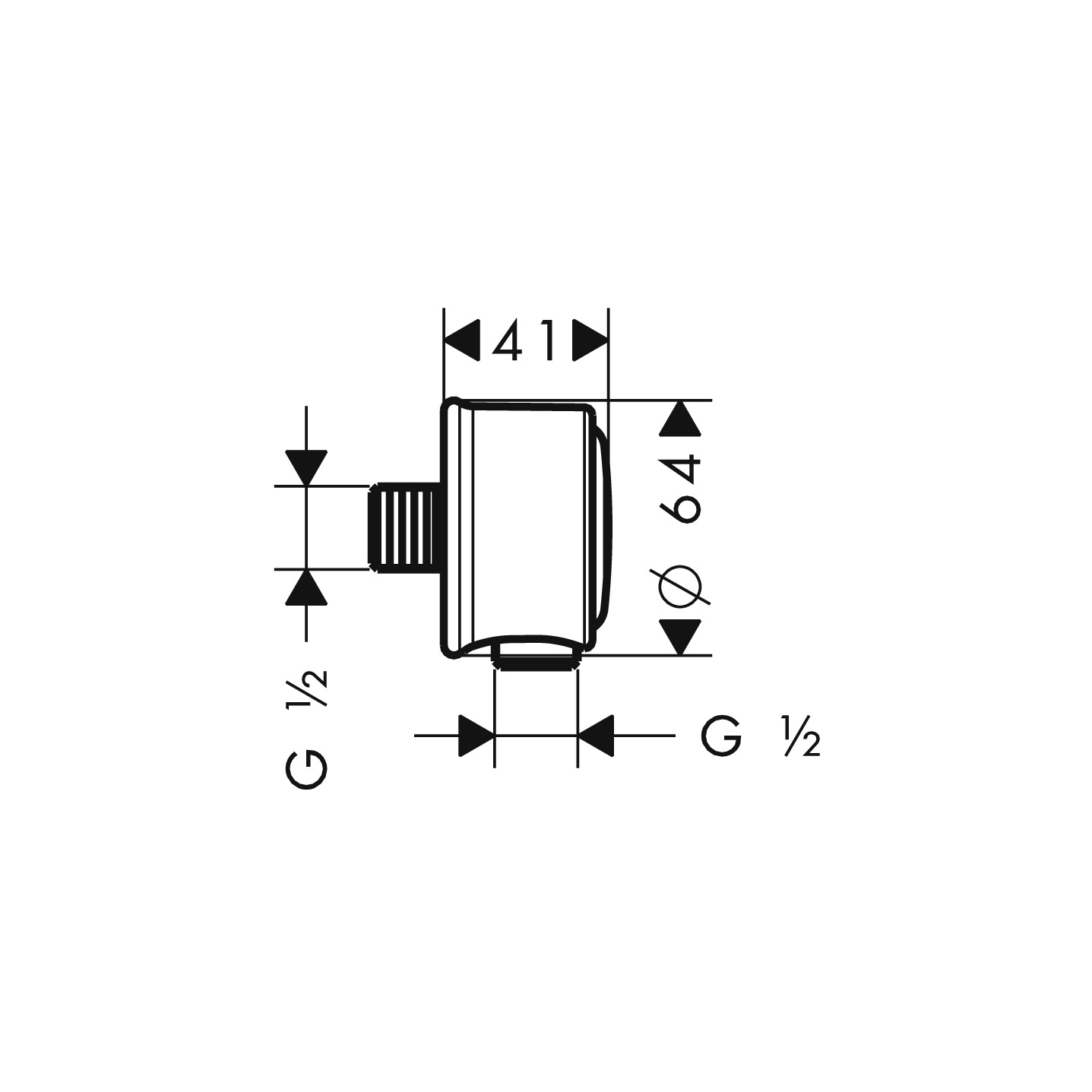 Hansgrohe Schlauchanschluss Axor Montreux Fixfit DN15 mit RV brushed nickel