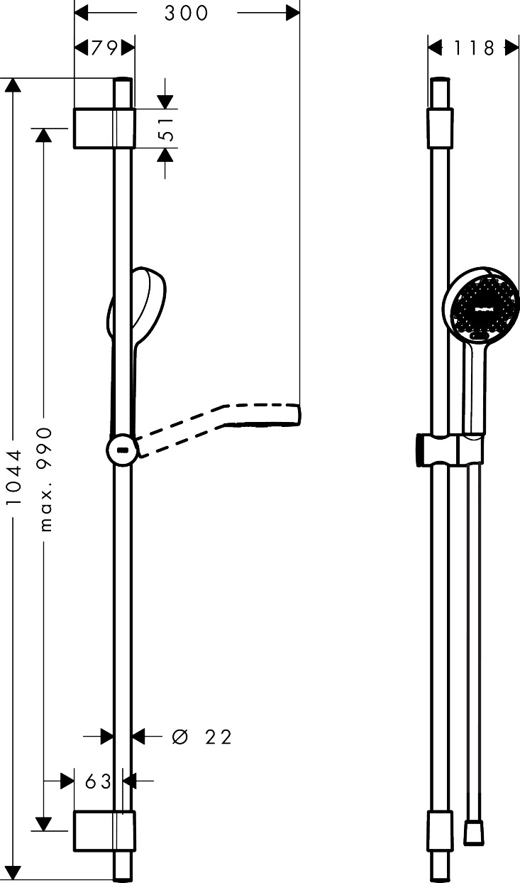 Hansgrohe Brauseset Activera Select S 95 2jet EcoSmart mit Brausestange Typ105 chrom Hansgrohe Brauseset Activera Select S 95 2jet EcoSmart mit Brausestange Typ105 chrom