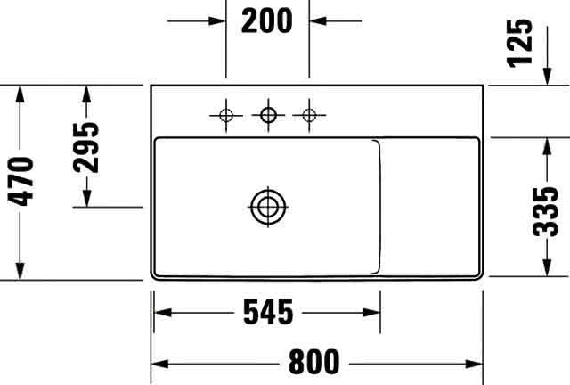 DU Möbel-WT DuraSquare 800mm, Weiß o.ÜL, m.HLB, 1 HL, Becken links