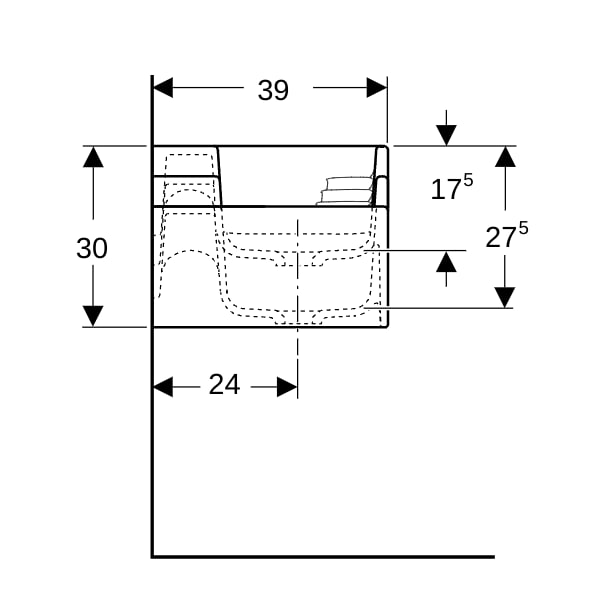 Geberit Bambini Spiel/Waschlandschaft B:140cm 3 Waschpl., tieferes B li, o. Hl., weiß