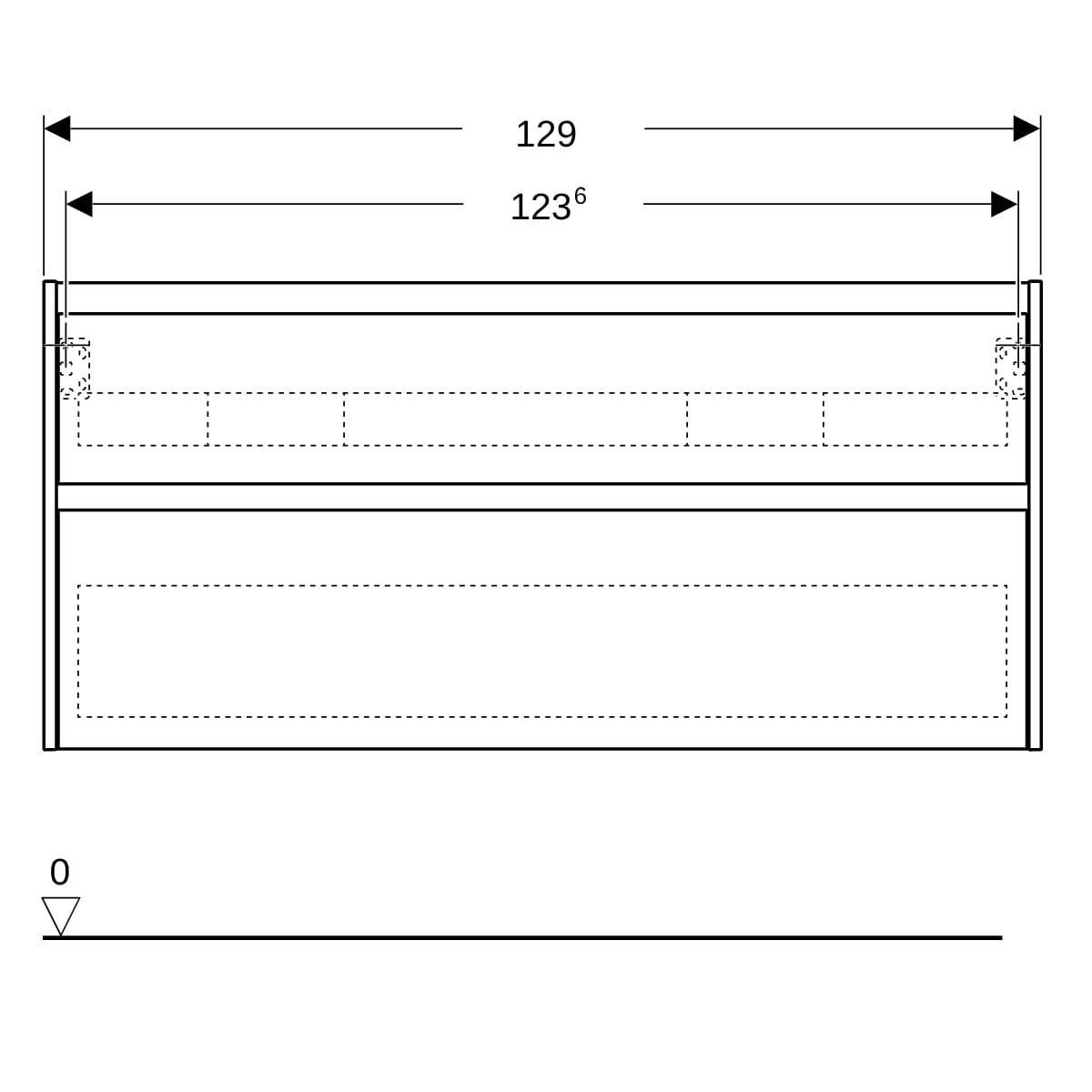 Geberit Unterschrank für DMWT, 2 Schubladen B:130cm, Nussbaum hickory