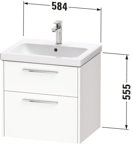 DU D-Code 2.0 WTU Wandh. Schubk. 2, 584x555x460,Griff Chrom,Weiß Matt