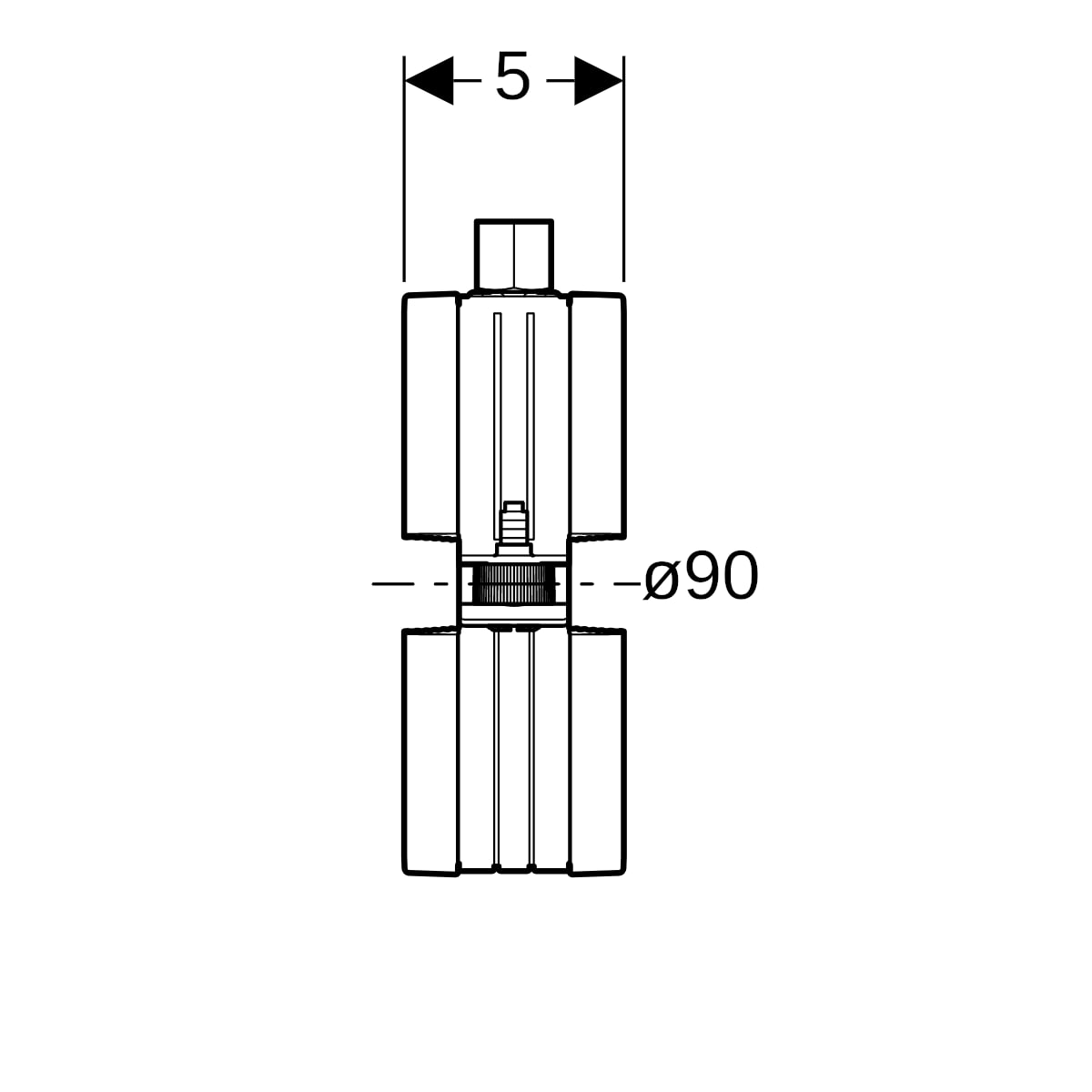 Geberit Rohrschelle d90 gedämmt mit Gewindemuffe M8 / M10