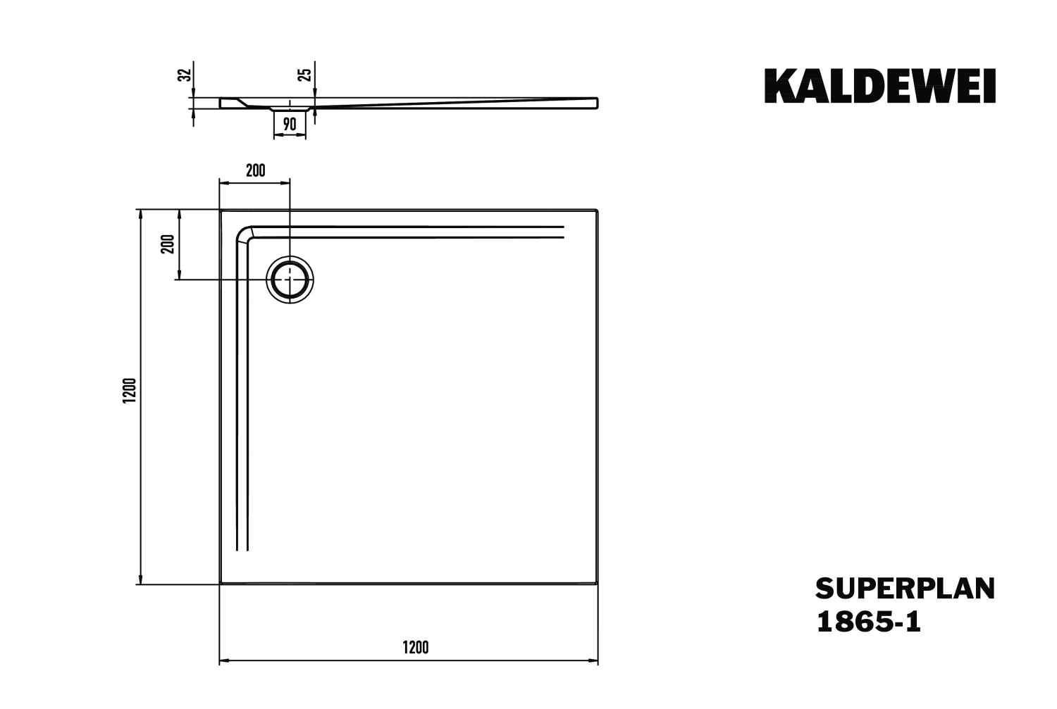 KA DW SUPERPLAN Mod.1865-1,1200x1200mm, alpinweiß matt,Secure Plus