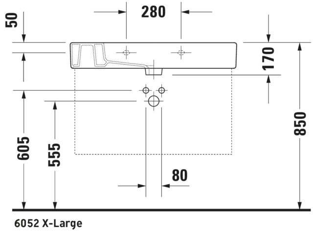 DU Möbelwaschtisch Vero 850 mm mit ÜL, mit HLB, 1 HL, weiß WonderGliss