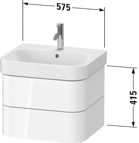 DU WTU wh. Happy D.2 Plus 575x415x490mm 2SK, Weiß Hochglanz, ohne ES