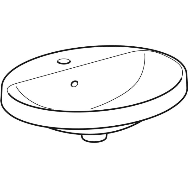 Geberit VariForm Einbauwaschtisch, oval mit HLB, 55x45cm, m. Ül., weiß gl