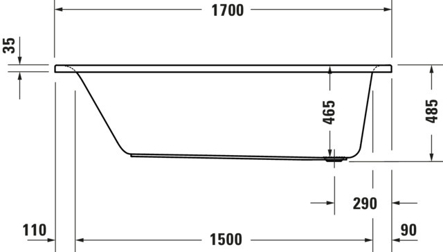 Duravit D-Neo BW 1700x700,Einbauversion Rückenschr.1 Pos.Variabel, Weiß