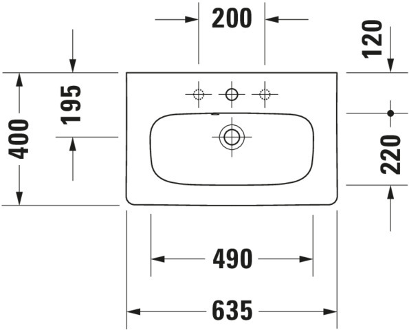 Duravit Möbelwaschtisch DuraStyle 635 mm mit ÜL, mit HLB, weiß, WonderGliss
