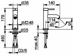KEUCO EHM-WT-Mischer 100 IXMO 59502 o.Zug.-Ablgrt. Soft, Rosette r/e sw