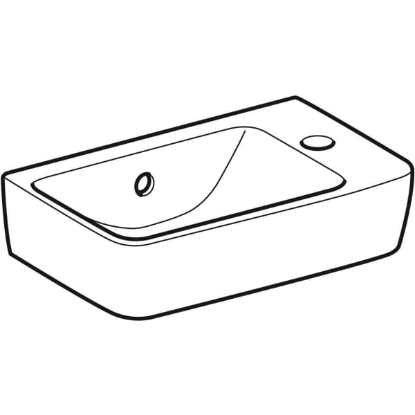 Geberit Renova Compact HWB, verk. Ausladung 40x25cm, Hl. rechts, m. Ül., weiß