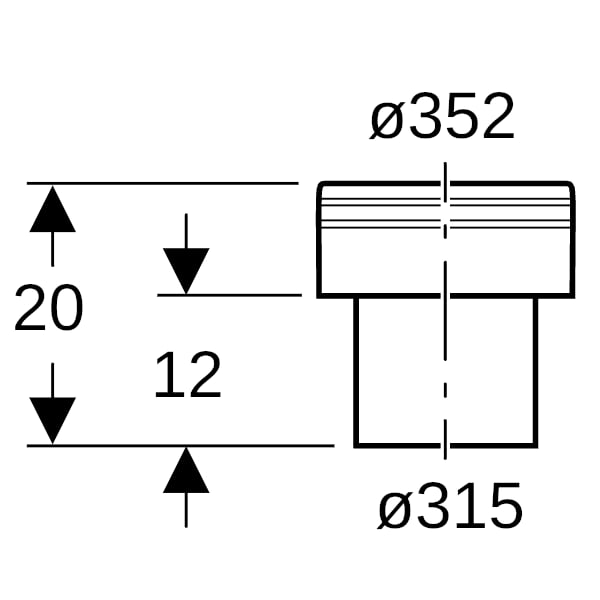 Geberit PE Übergangsstutzen auf Steinzeug d315/352