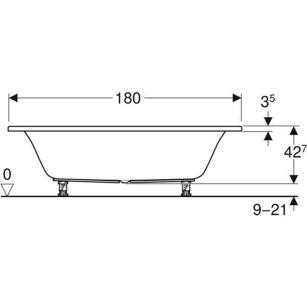 Geberit Renova Rechteckbadewanne Duo 180x80x42cm, weiß