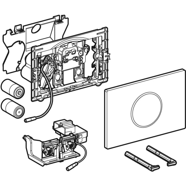 Geberit Sigma10 WC-Strg. rund, elek.Sp., Batt autom/bl, gebürstet, Etc/poliert