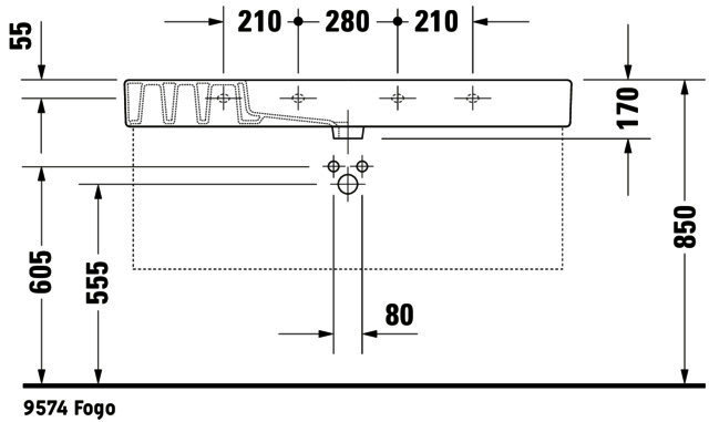 DU Möbelwaschtisch Vero 1250 mm mit ÜL, mit HLB, 1 HL, weiß