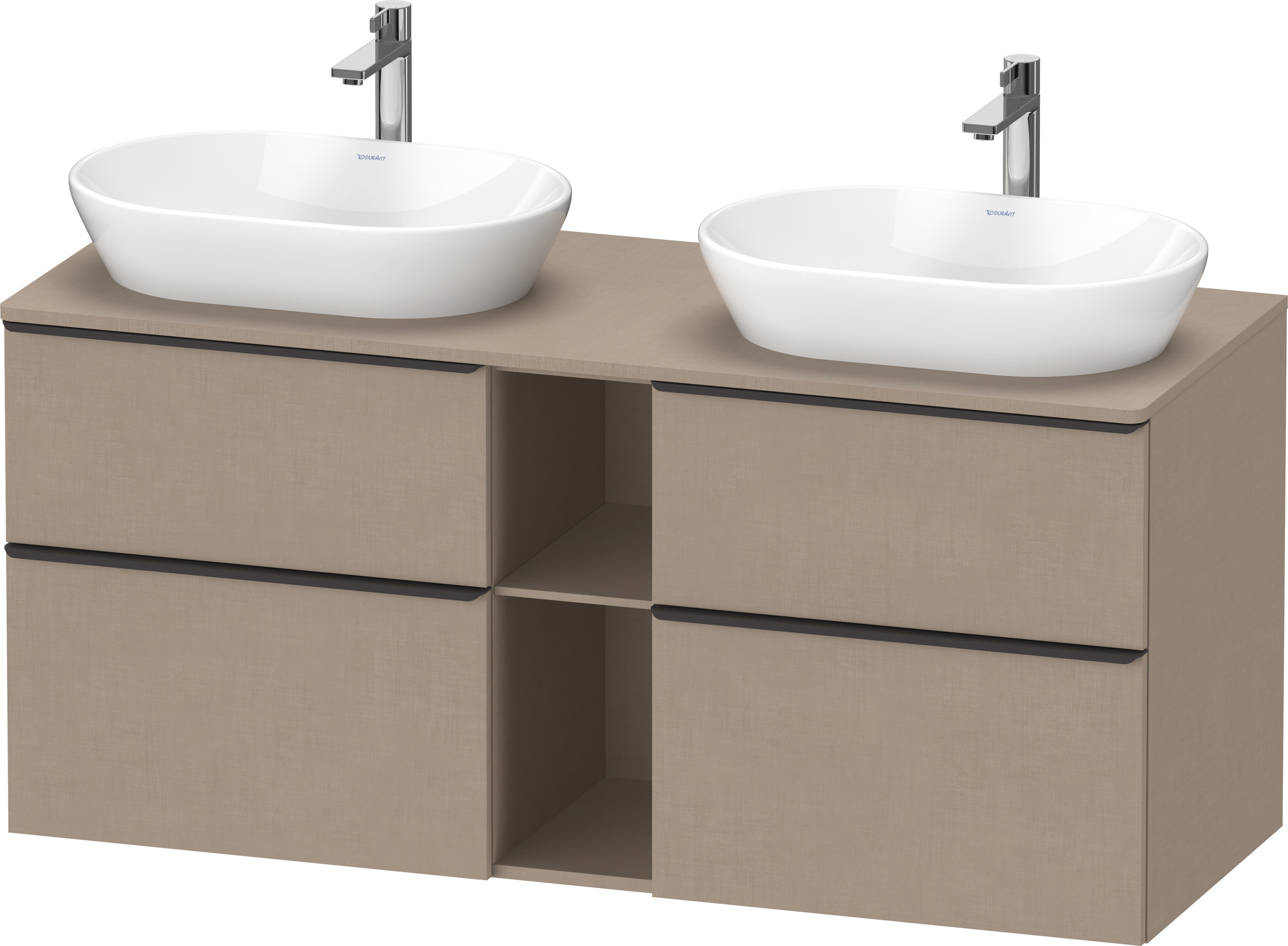 Duravit D-Neo,Kons-WTU,B,AZ:2,SBK:2,Gr:D Schw 1400x550x644mm,Wdh, Leinen Matt, Dekor