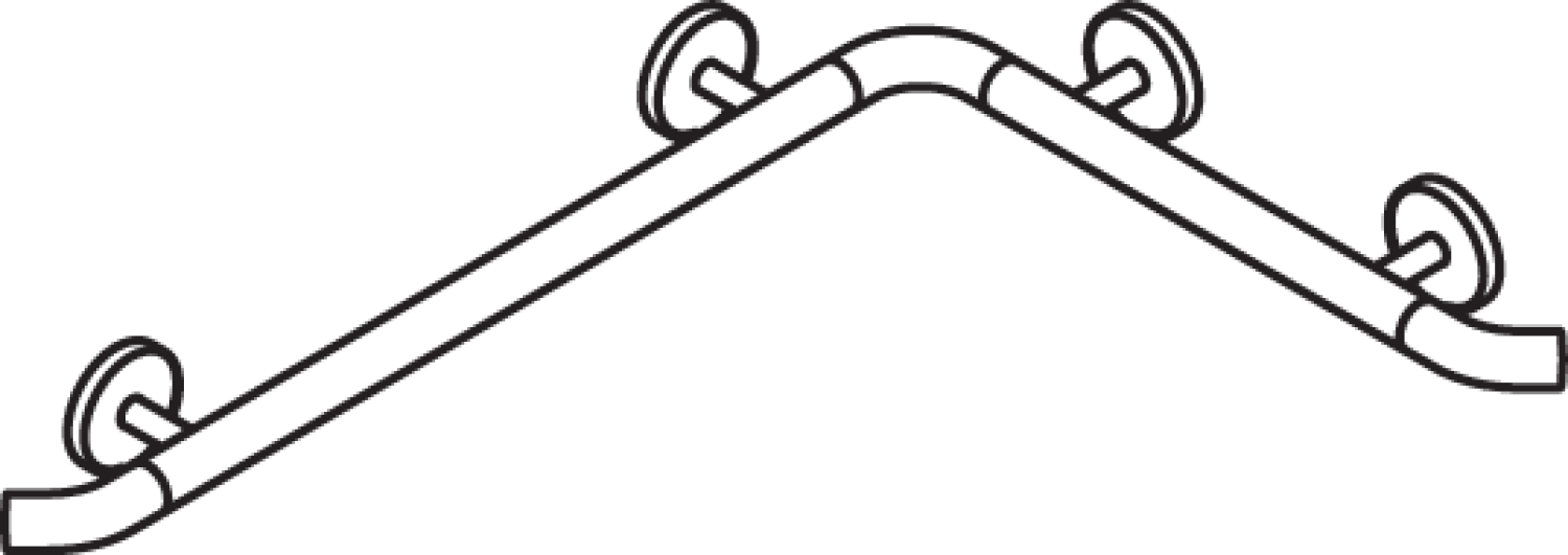 HEWI Dusch-Wannenhdl.,W1:800mm,W2:560mm, d:33mm, Kst., chromoptisch beschichtet