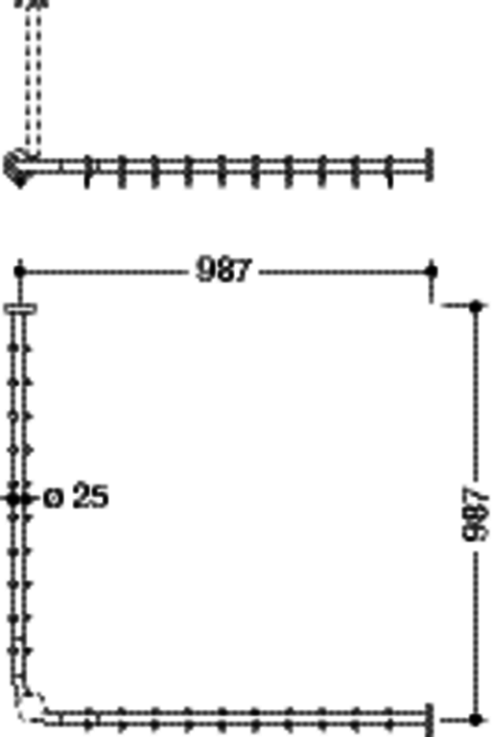 HEWI VH-Stange, d:25, A1/A2=987, 20 Ringe, plvb weiß tiefmatt