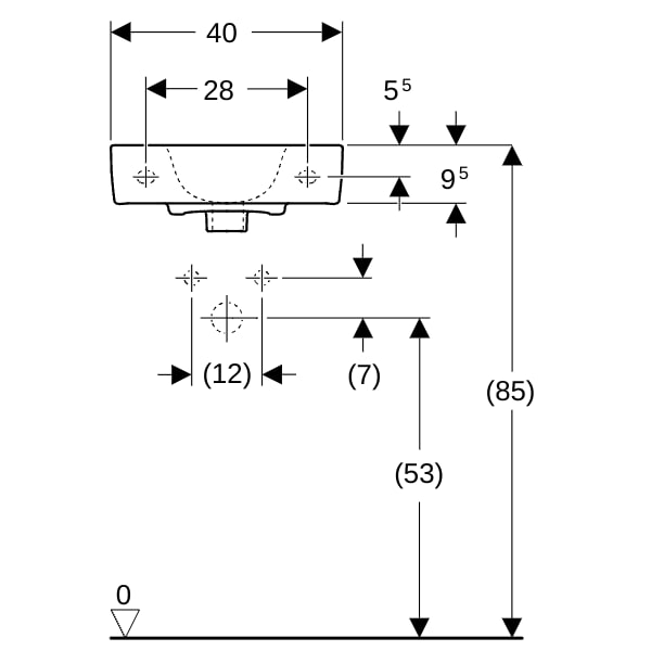 Geberit Renova Compact HWB, verk. Ausladung 40x25cm, o. Hl., m. Ül., weiß, KeraTect