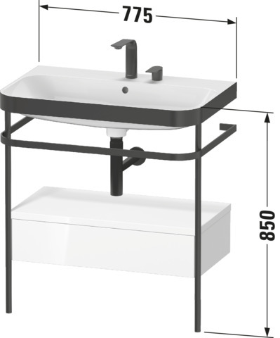 DU Metallkons.u.SK.m.Happy D.2 Plus,2 HL 850x775x490mm, bodenst., Medit. Eiche