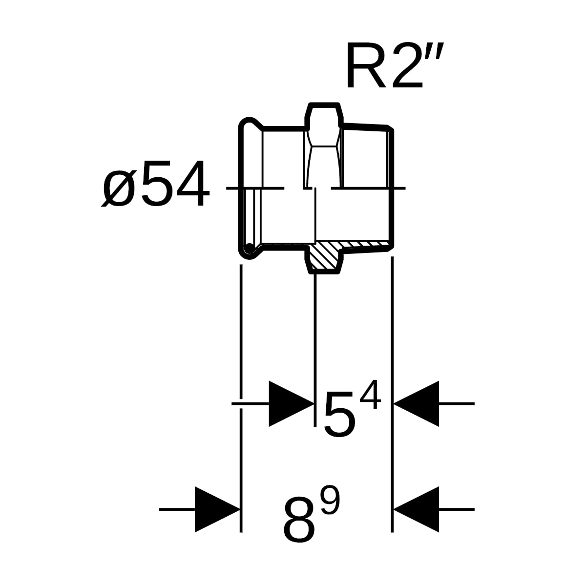 Geberit Mapress Edelstahl Übergang mit AG d54-R2