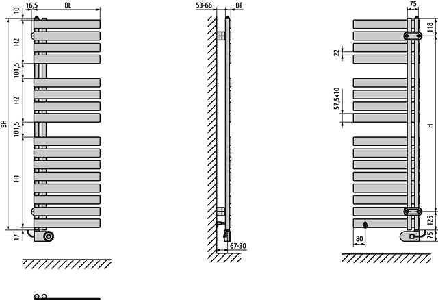 Kermi Credo-Half-E BH1827x51x610mm max.P1200,WEI/WEI,WKS re. WEI,SK1