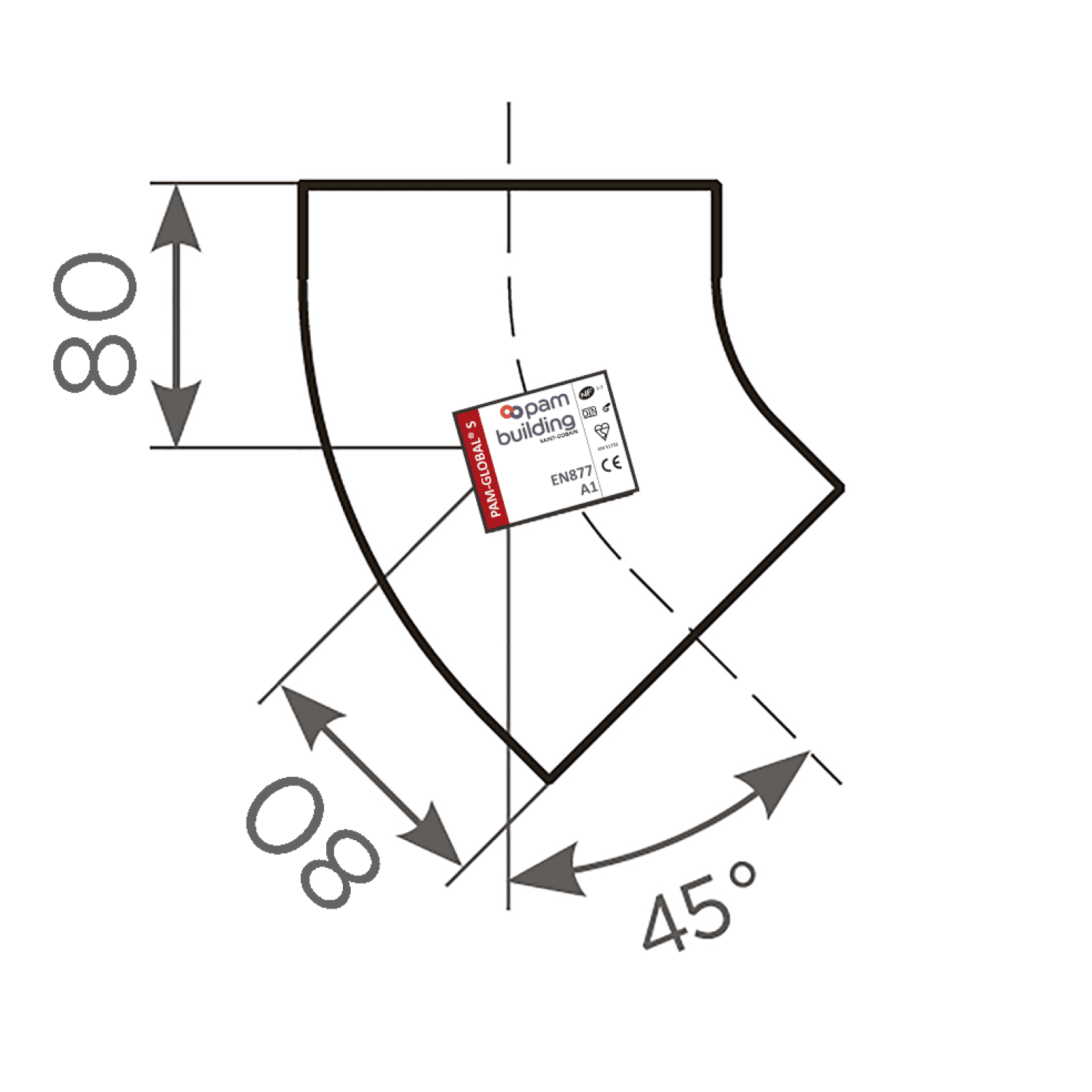 SML-Bogen DN 125, 45 Grad
