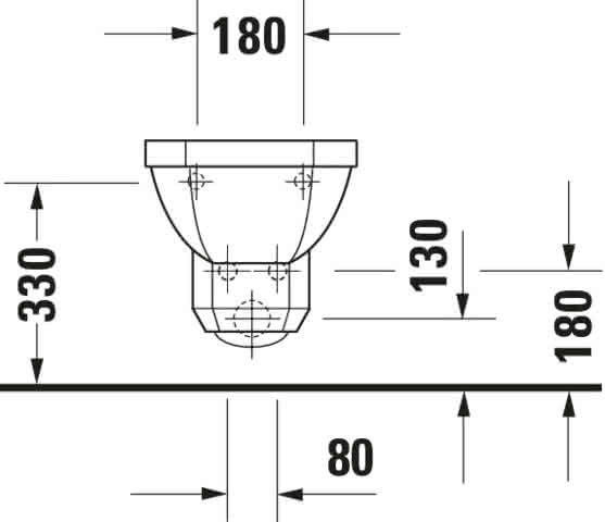 DU Wand-Bidet 1930 580 mm mit ÜL, mit HLB, 1 HL, weiß
