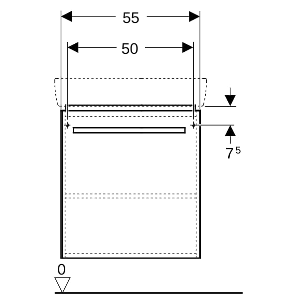 Geberit Renova Compact US 55cm für WT 60cm mit 1 Tür, 55x60,4x36,7cm, hellgrau