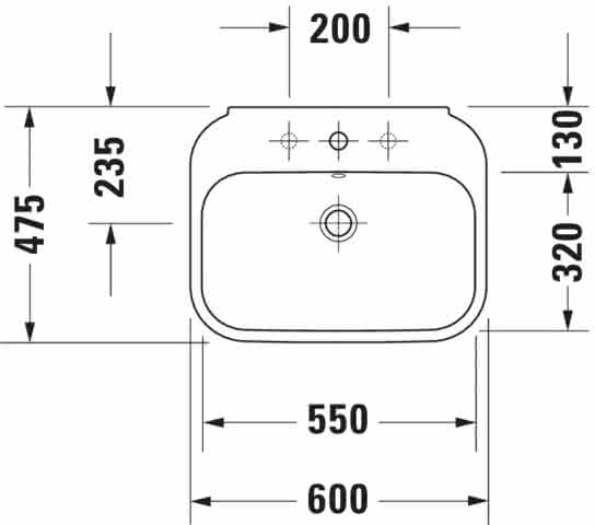 DU Waschtisch Happy D.2 600 mm mit ÜL, mit HLB, 1 HL, weiß