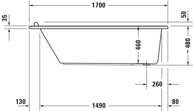 Duravit Starck Whirlwanne 1700x700mm, Einbau Rückenschr.1 Variabel, Combi P, Weiß