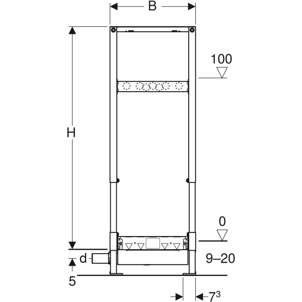 Geberit Duofix Element für Dusche 130cm mit Wandablauf Wandarmatur AP d50