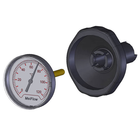 Flamco Griff mit Thermometer blau