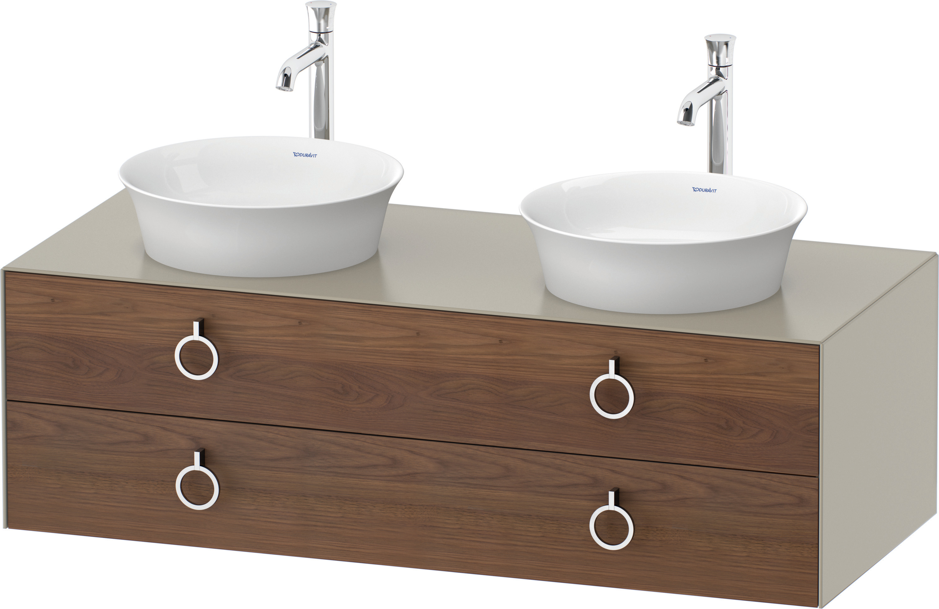 Duravit WTU wandh.White Tulip,2Schk.,m.Griff Aus.b,408x1300x550,A.Nussb.M./Taupe Sdm