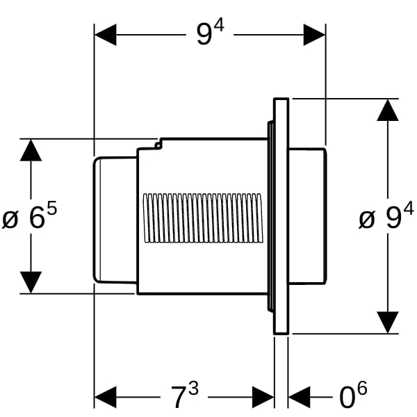Geberit Typ 01 Fernbetätigung, rund, pmeum. 2-M-Sp., UP-Drücker, vorragend, weiß