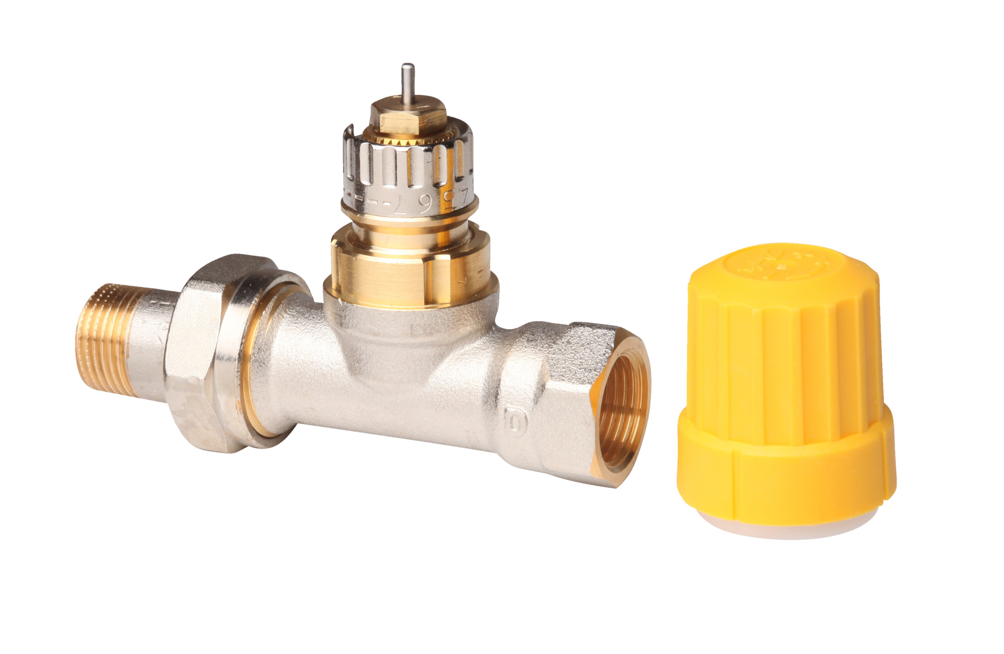Danfoss Ventilgehäuse RA-UN 10 R 3/8, Durchgang, matt vernickelt