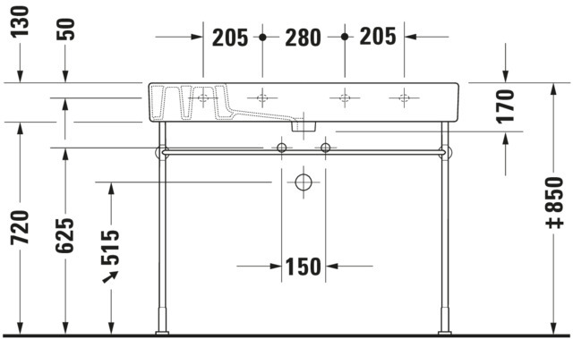 DU Möbelwaschtisch Vero 1050 mm mit ÜL, mit HLB, 1 HL, weiß WonderGliss