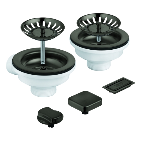 GROHE Spülen-Ablaufgrt. 40998 2 Becken mit Exzenter hard graphite gebürstet