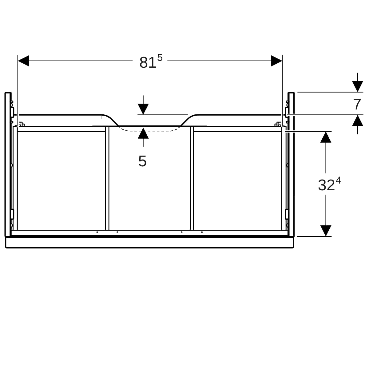 Geberit iCon Unterschrank für WT, 1 Schubl. 88,8x24,7x47,6cm, weiß hgl./Gr.weiß matt