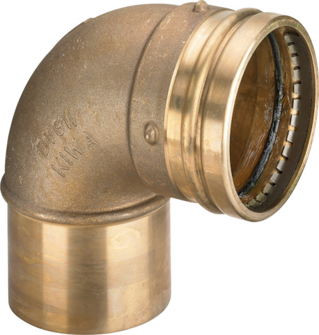 Viega Bogen 90 Grad mit SC Sanpress 2216.1LF in LABS-frei in 54mm Rotguss