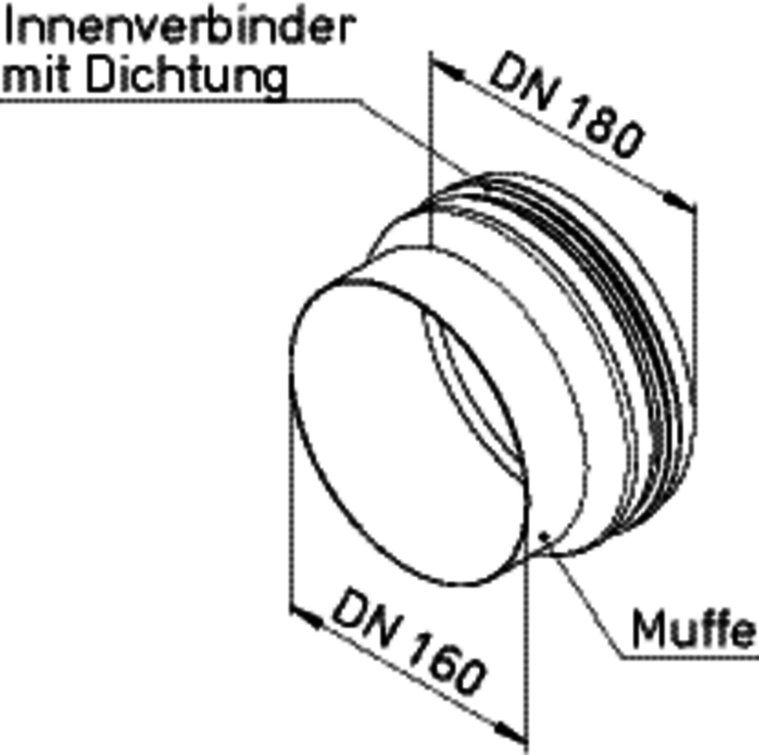 Helios IP-ARZ 160/180 Muffe DN160 a. Stutzen DN180 m. Dichtung