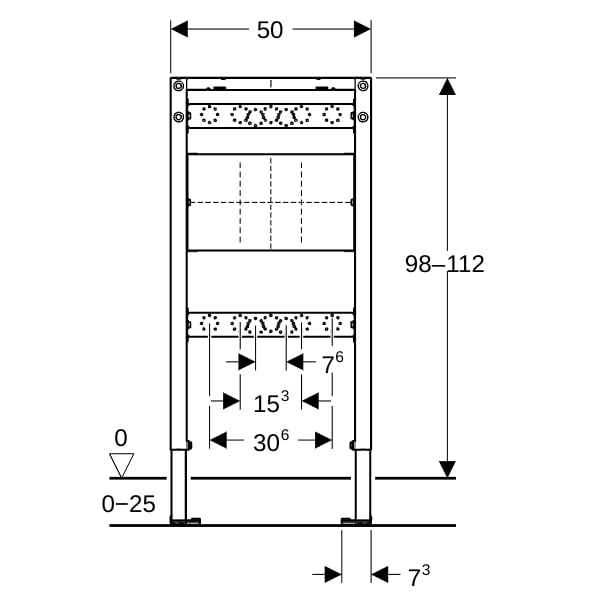 Geberit Duofix Element f. Dusche und BW 98-112 cm, Wandarmatur UP
