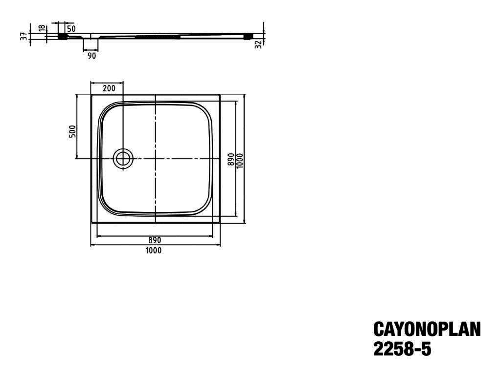 KA DW CAYONOPLAN Mod.2258-5,1000x1000mm, wb40,SEC,Wt extrafl.
