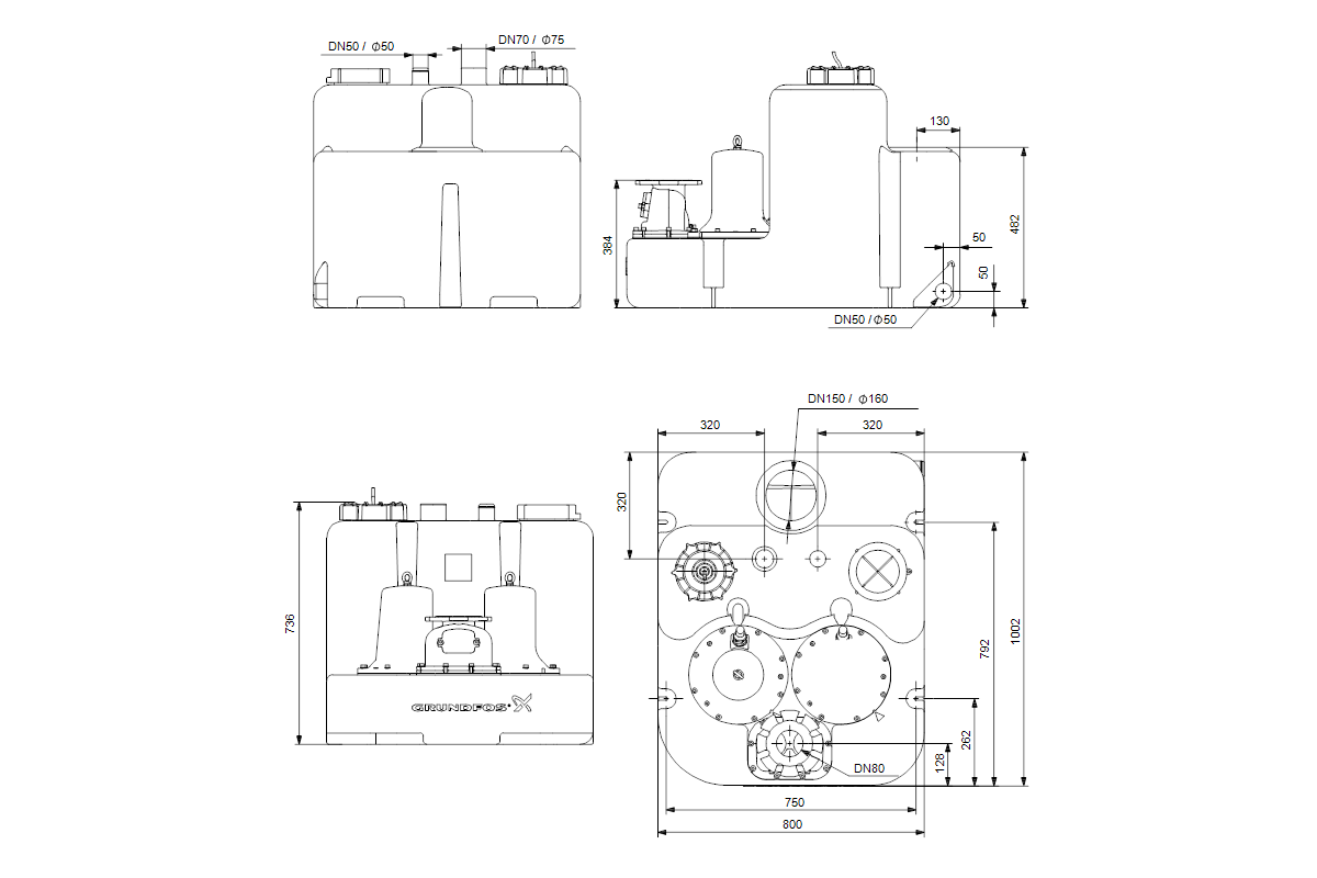 GRUNDFOS Fäkalienhebeanlage Multilift MLD.15.1.4 1x230V
