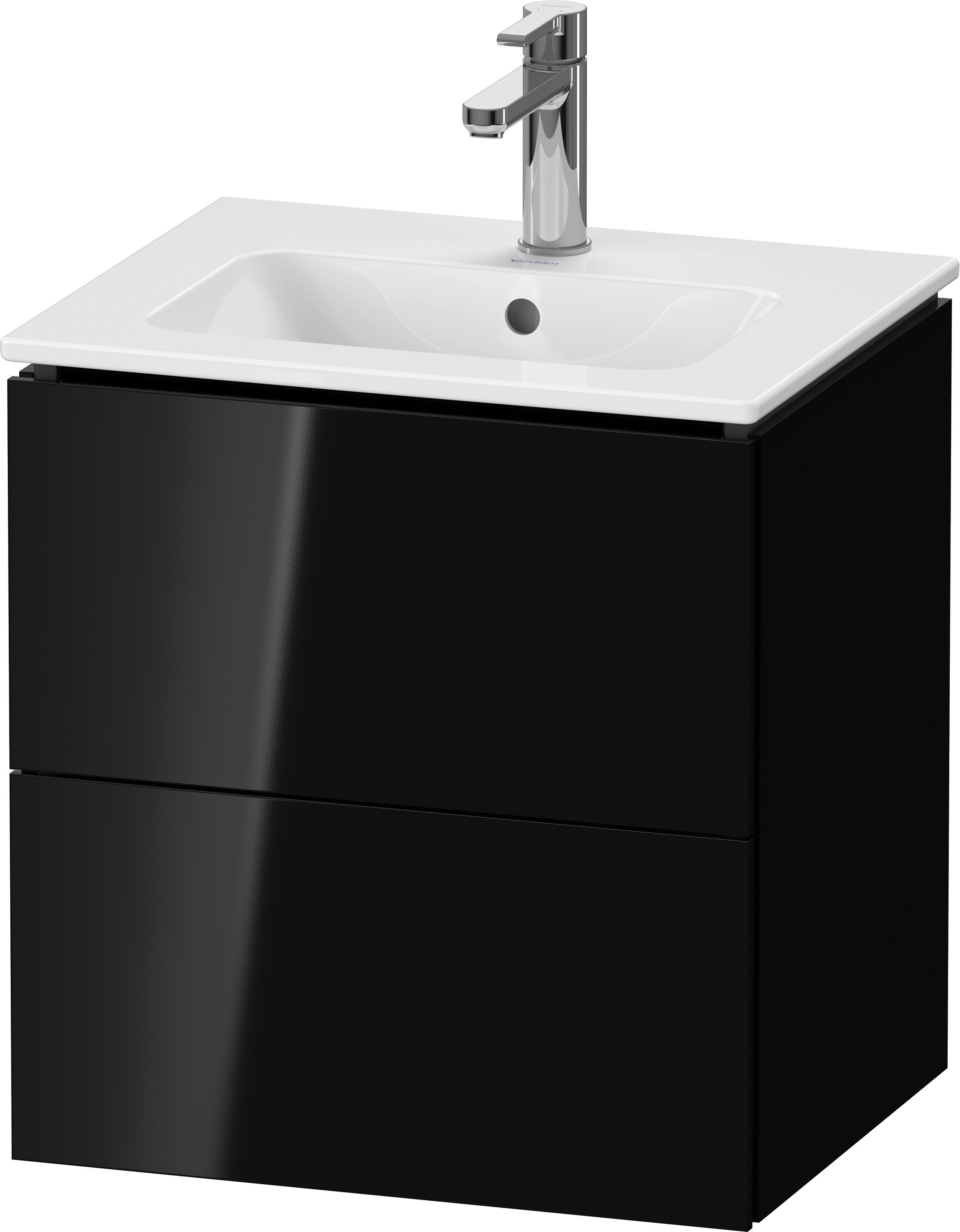 Duravit WTU L-Cube wandhängend, 2 Schubk. 500x520x421mm, Schwarz Hochglanz