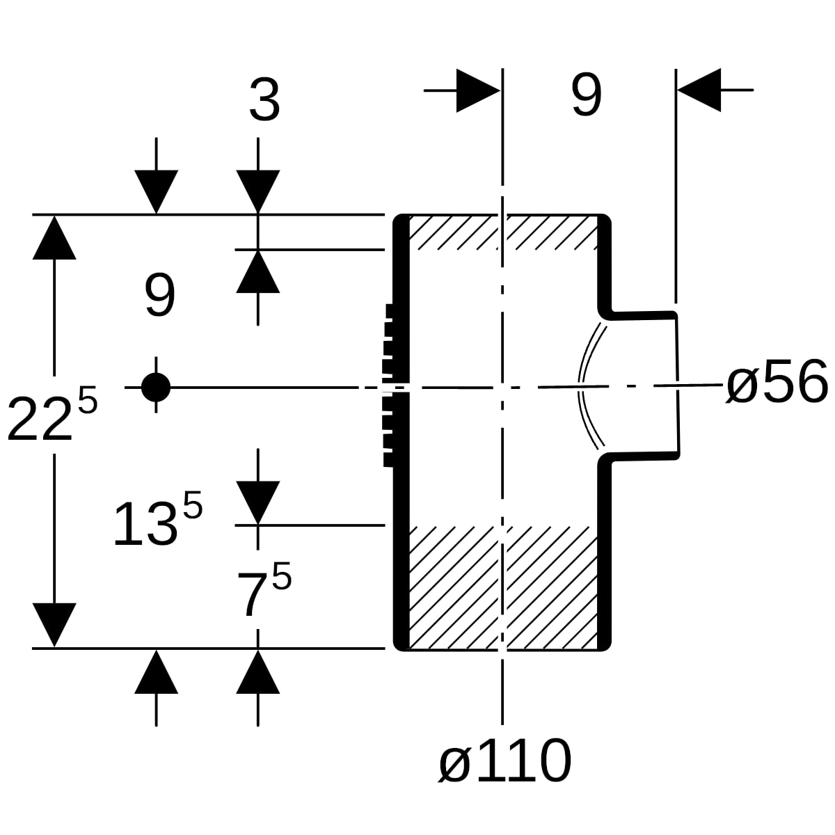 Geberit Silent-db20 Abzweig 88,5Gr d110/56