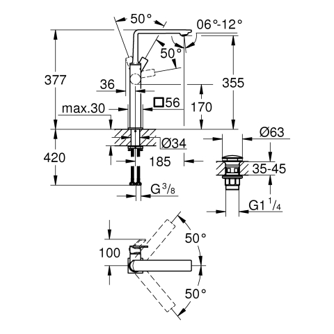 GROHE EH-Waschtischbatterie Allure 23403_1 XL-Size hard graphite gebürstet