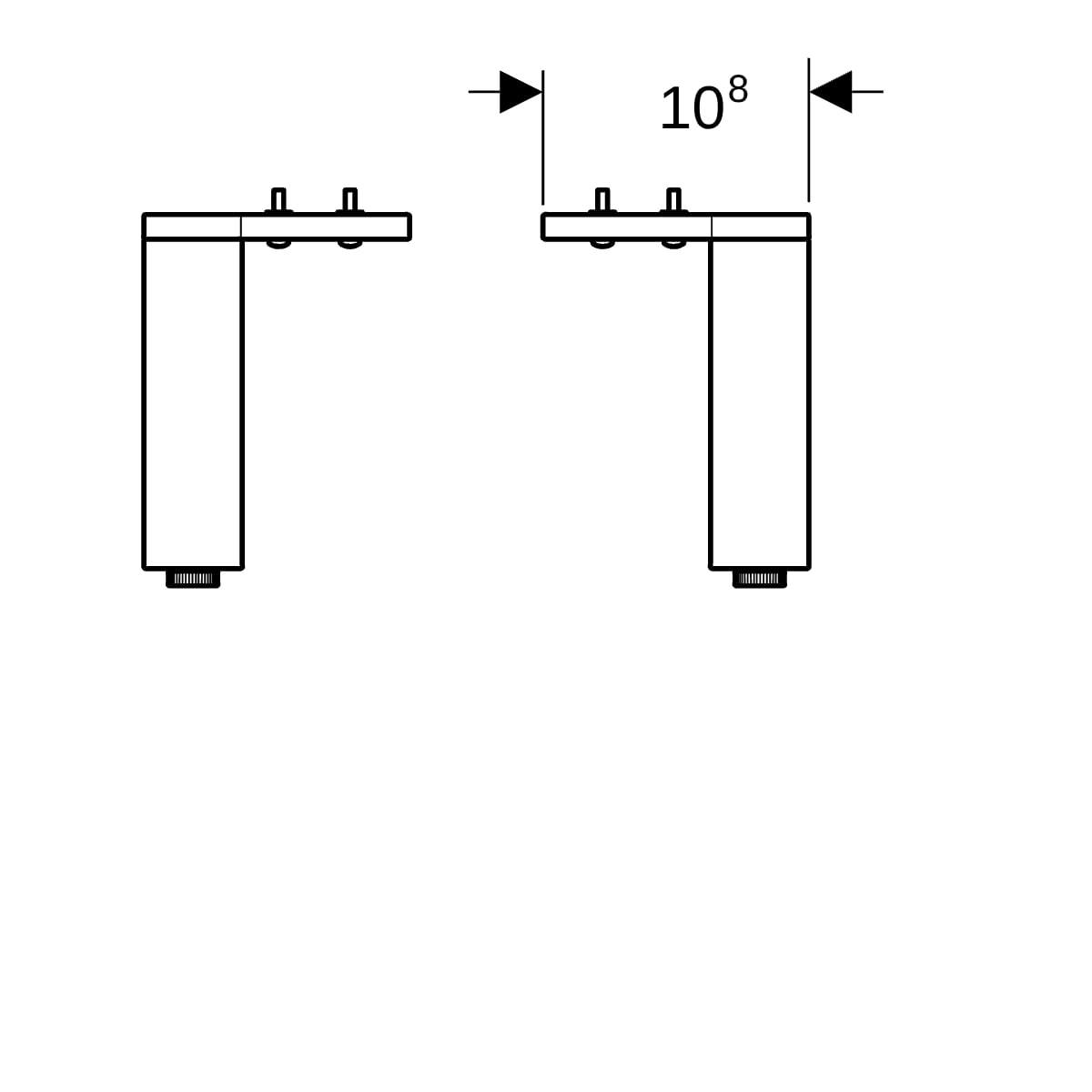 Geberit Set Füße schmal (2 St.), H:15cm hochglanz verchromt