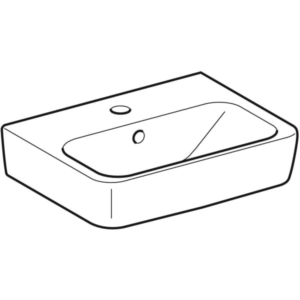Geberit Renova Plan Handwaschbecken, 45x34cm m. Hl. mi., m. Ül., weiß, KeraTect