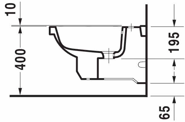 DU Wand-Bidet 1930 580 mm mit ÜL, mit HLB, 1 HL, weiß